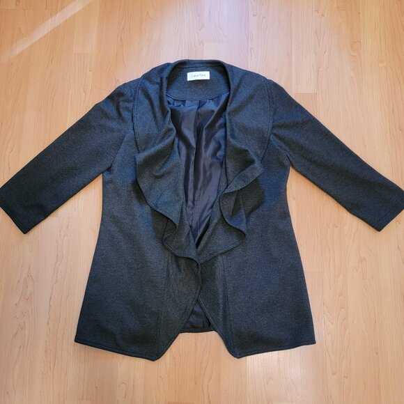 Calvin Klein Draped Ruffle Open Front Blazer Jacket - 8 - Picture 3 of 6